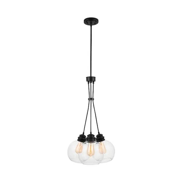 Home Decorators Collection Kent 3-Light Aged Bronze Chandelier with Clear Glass Globes