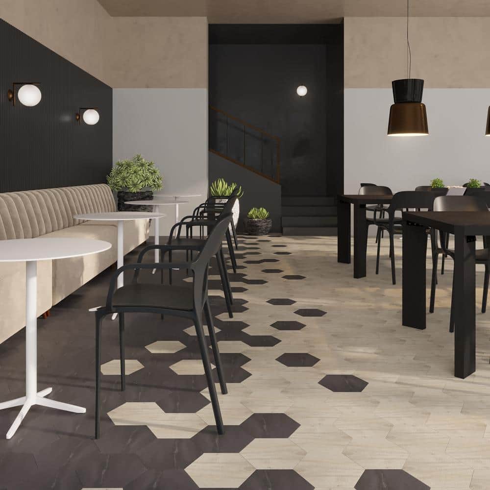 Meteorite Black Hexagon Matte Vinyl Mosaic Tile