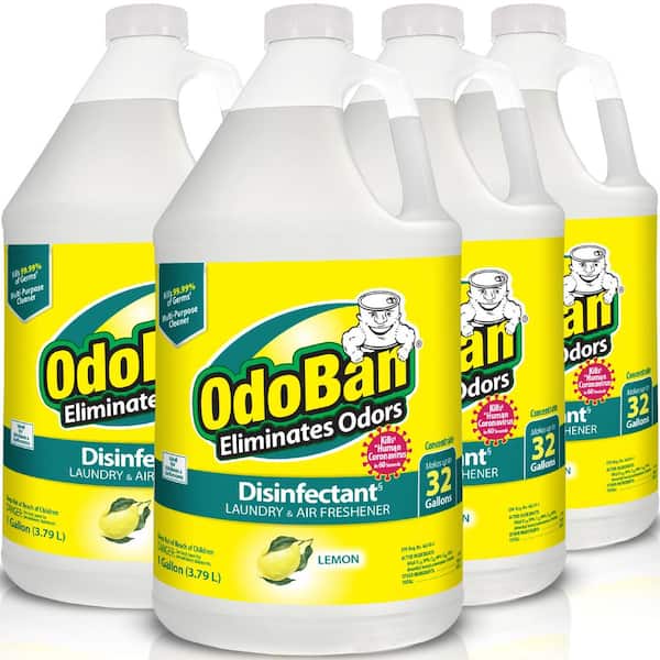 OdoBan 1 gal. Lemon Disinfectant and Odor Eliminator, Fabric Freshener, Mold Control, Multi-Purpose Cleaner 4 Pack