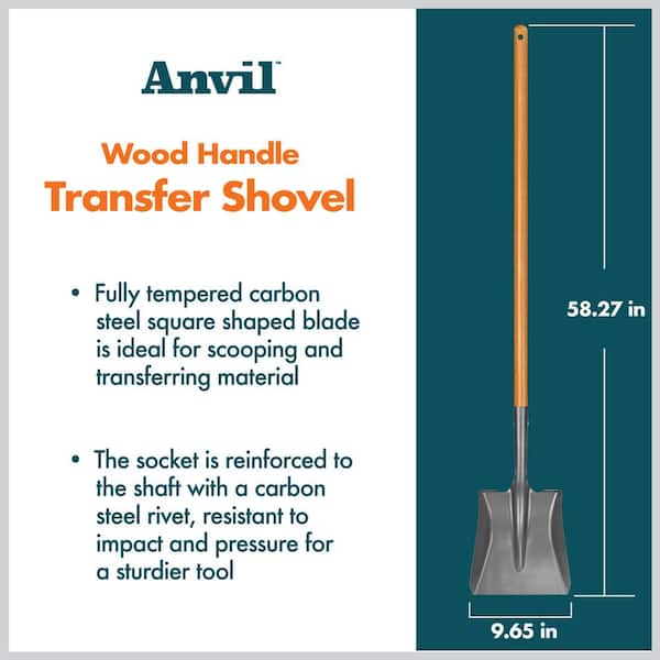 Anvil - 47 in. Wood Handle Carbon Steel Transfer Shovel