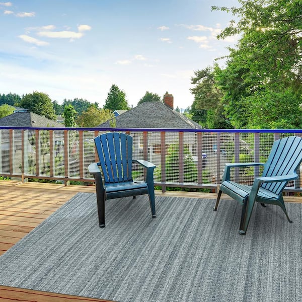 Lineage Metallic Gray 2 ft. x 3 ft. Woven Heathered Polyester Rectangle Outdoor Area Rug