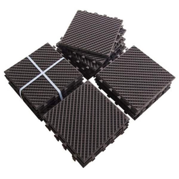 WRIGHTMASTER 1. 02ft. x 1. 02ft. Quick Deck PVC Plastic Interlocking Deck Tile in Dark Brown (45.8 sq. ft. per Box)