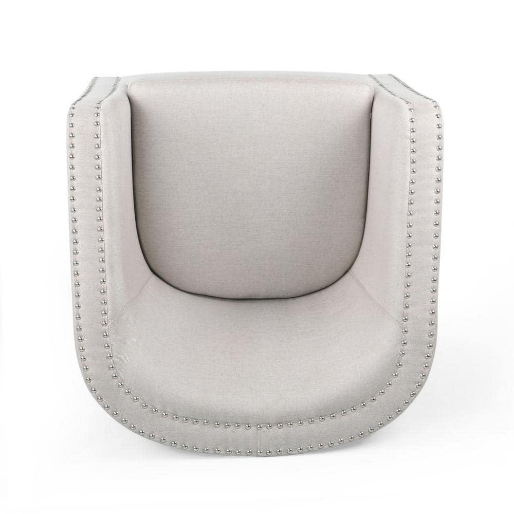 Wheat and Black Swivel Barrel Accent Chair with Nailhead Trim