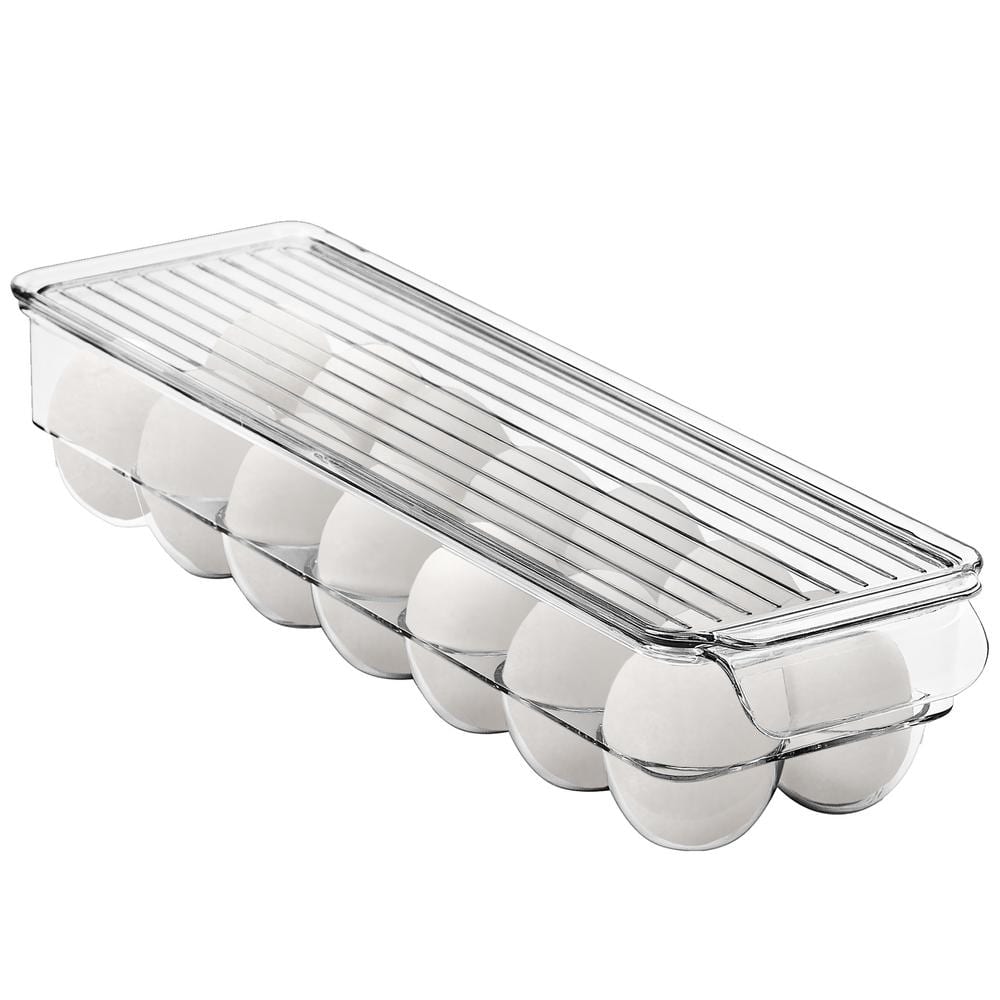 Clear Plastic Egg Holder with Lid-holds 14 eggs for Fridge, Pantry, BPA-Fre