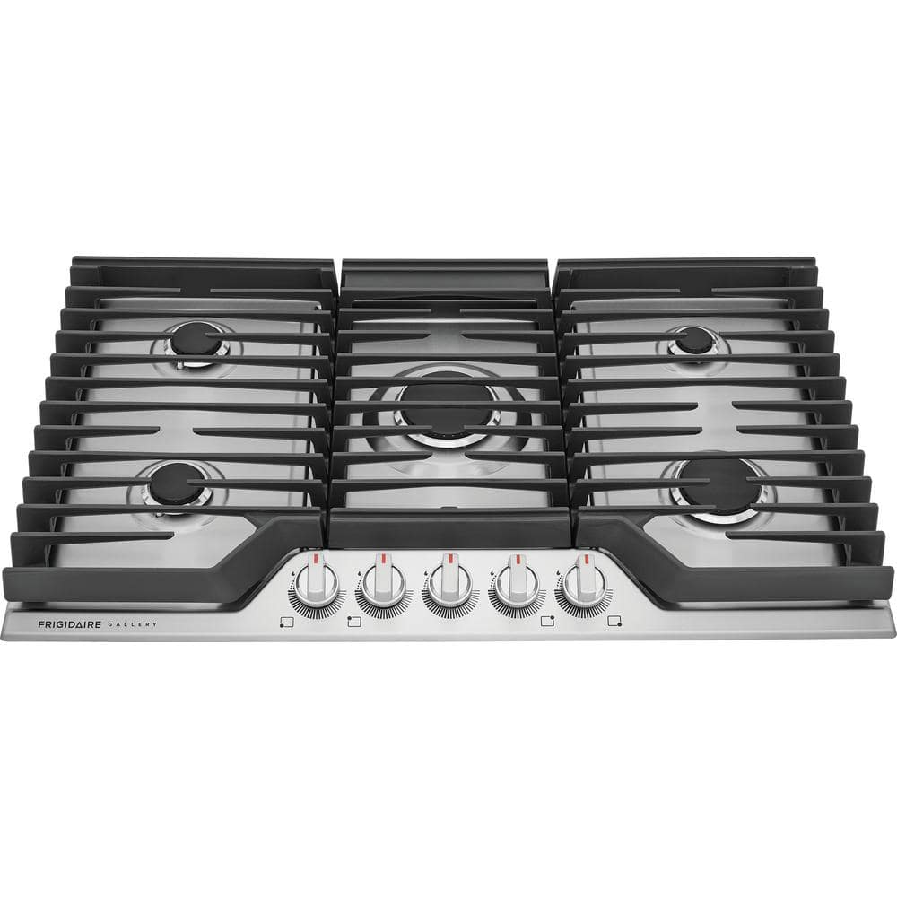FRIGIDAIRE GALLERY 36 in. Gas Cooktop in Stainless Steel with 5-Burners, Silver