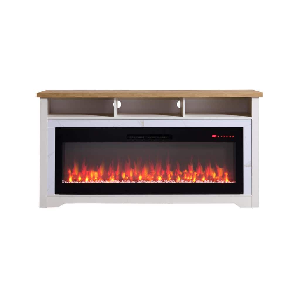70 in. White TV Stand with 60 in. Electric Fireplace Insert, Multi-Color Flame, 1400W Heat, Wi-Fi & Voice Control price history on PriceWatchPro