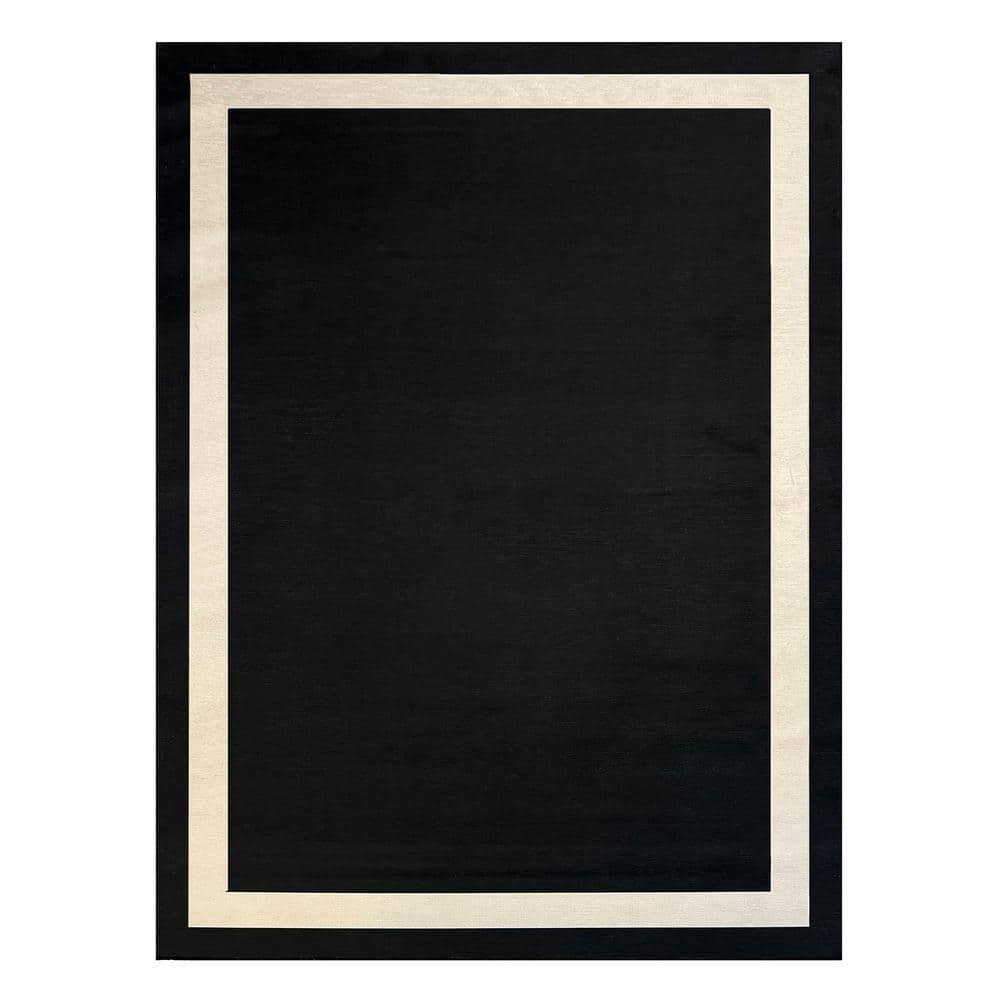 Everest Rugs PLAYA RUG Everest Black Creme 5 ft. 4 in. x 8 ft. Machine Washable ...