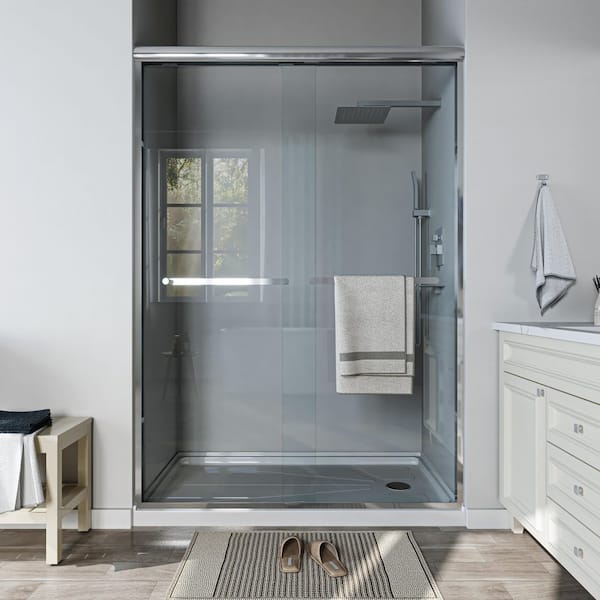 50 in. - 54 in. W x 72 in. H Sliding Framed Shower Door in Chrome with Clear Glass