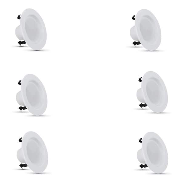 Feit Electric 4 in. Integrated LED White Retrofit Recessed Light Trim Dimmable CEC Downlight Soft White 2700K, 6-Pack
