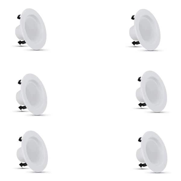 4 in. 650 Lumens 5000K Daylight Dimmable Integrated LED Retrofit Recessed Light Trim Kit, White 6-Pack