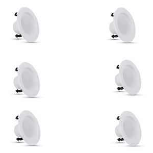 6-pack 4 in. 650 Lumens 5000K Daylight Dimmable Integrated LED Retrofit Recessed Light Trim Kit, White