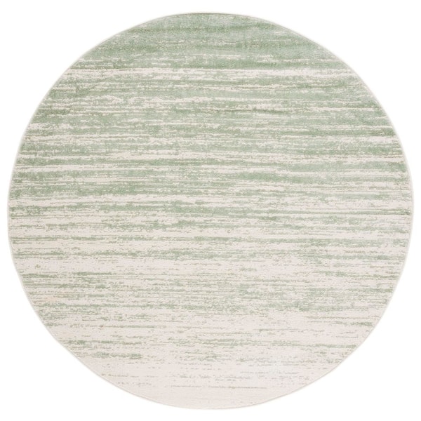 SAFAVIEH Adirondack Sage/Ivory Solid Color 4 ft. x 4 ft. Striped Round Area Rug