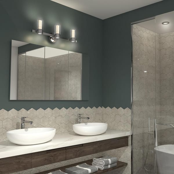 Artika Essence 27 In Chrome Led Vanity, Bathroom Lights Above Mirror Home Depot