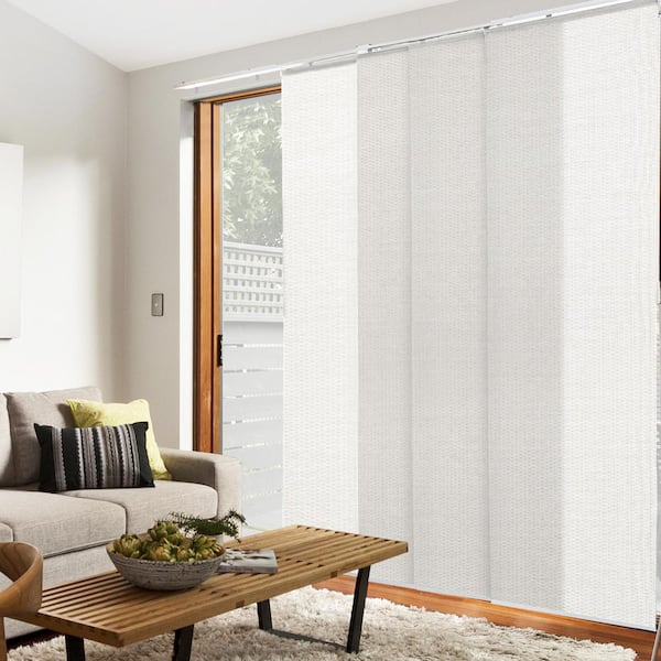 GoDear Design Marble Natural Woven Adjustable Sliding Window Panel Track with 23 in. Slates Up to 86 in. W x 96 in. L