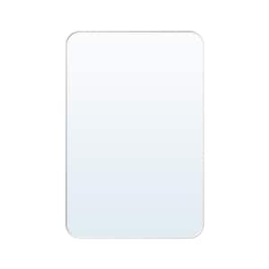 24 in. W x 36 in. H Rectangular Aluminum Framed Wall-Mounted Bathroom Vanity Mirror in White