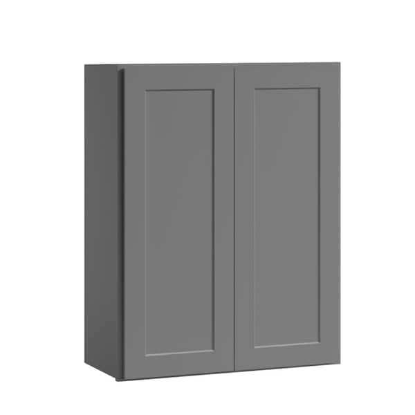 Hausvita 27 in. W x 12 in D x 36 in. H in. Shaker Grey Plywood Ready to Assemble Kitchen Wall Cabinet with Doors and Shelves