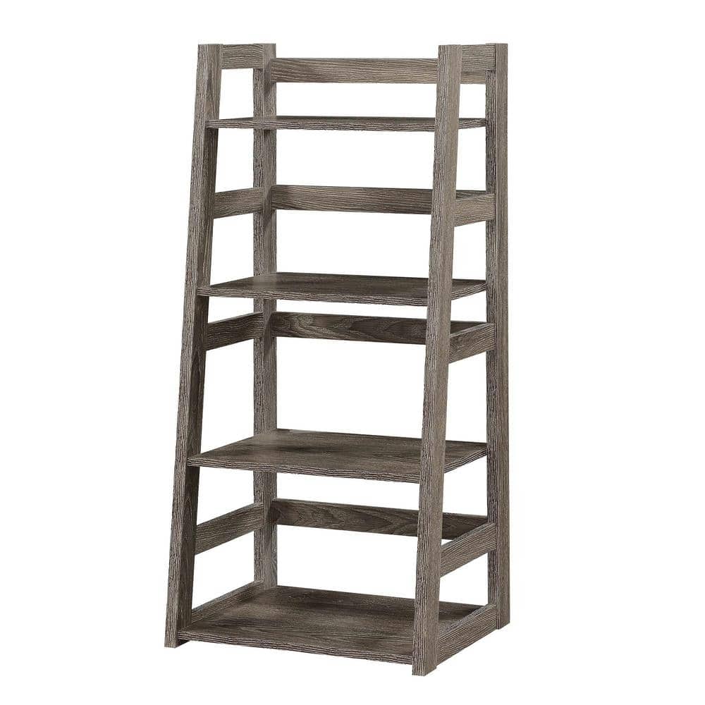 Gray Adjustable 4-Tier Wood Trestle Bookcase