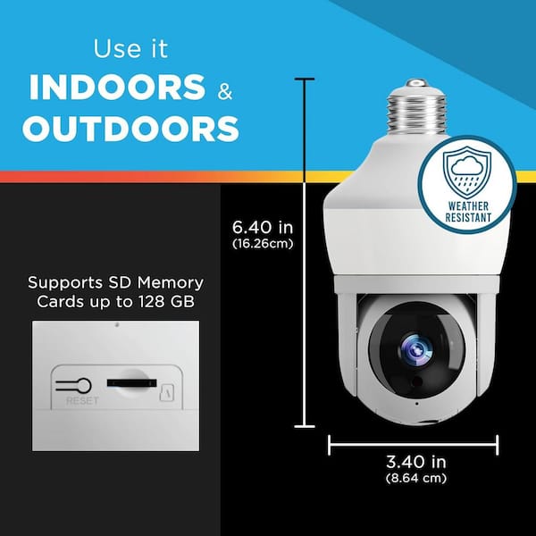 Motion Detecting 360-Degree Indoor/Outdoor Wi-Fi Home Security Camera with Light