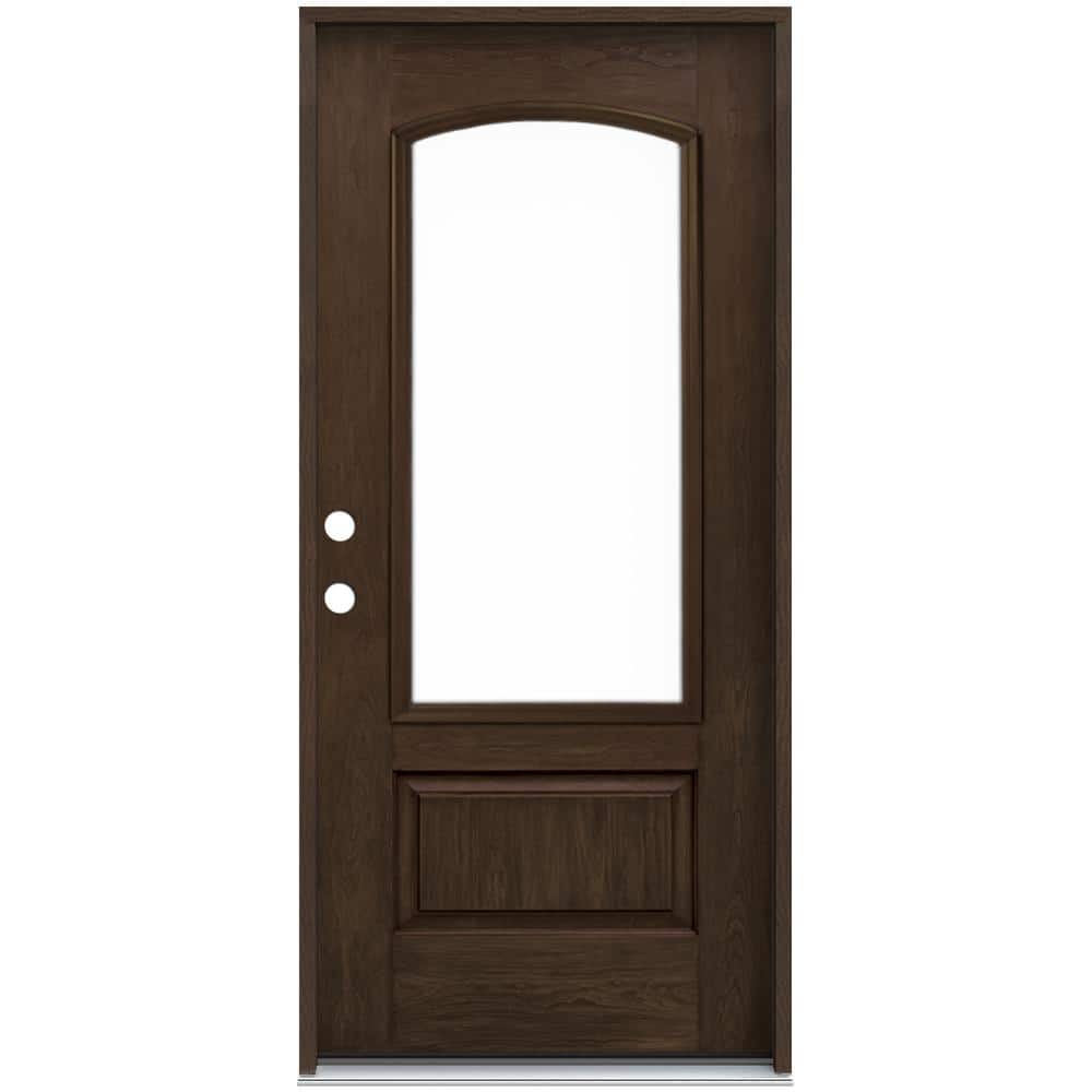 36 in. x 80 in. Right-Hand 1 Lite Clear Glass Coffee Bean Stain Fiberglass Prehung Front Door with Brickmould price history on PriceWatchPro