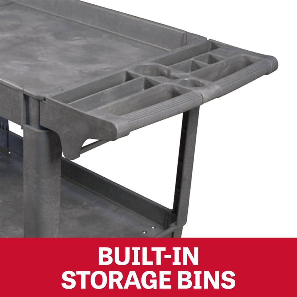 Gray Heavy-Duty Resin Utility Cart with 5-Inch Wheels