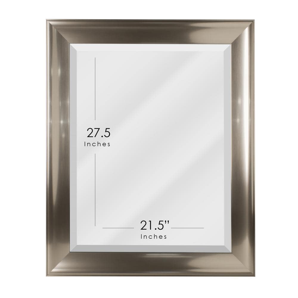 Brushed Nickel Rectangular Beveled Wall Vanity Mirror