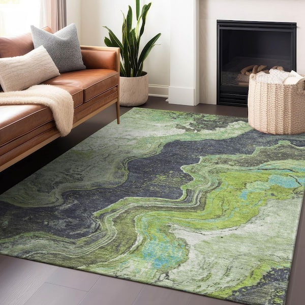 Chantille Machine Washable Indoor/Outdoor Abstract ACN1907 Aloe 3 ft. x 4 ft. Area Rug