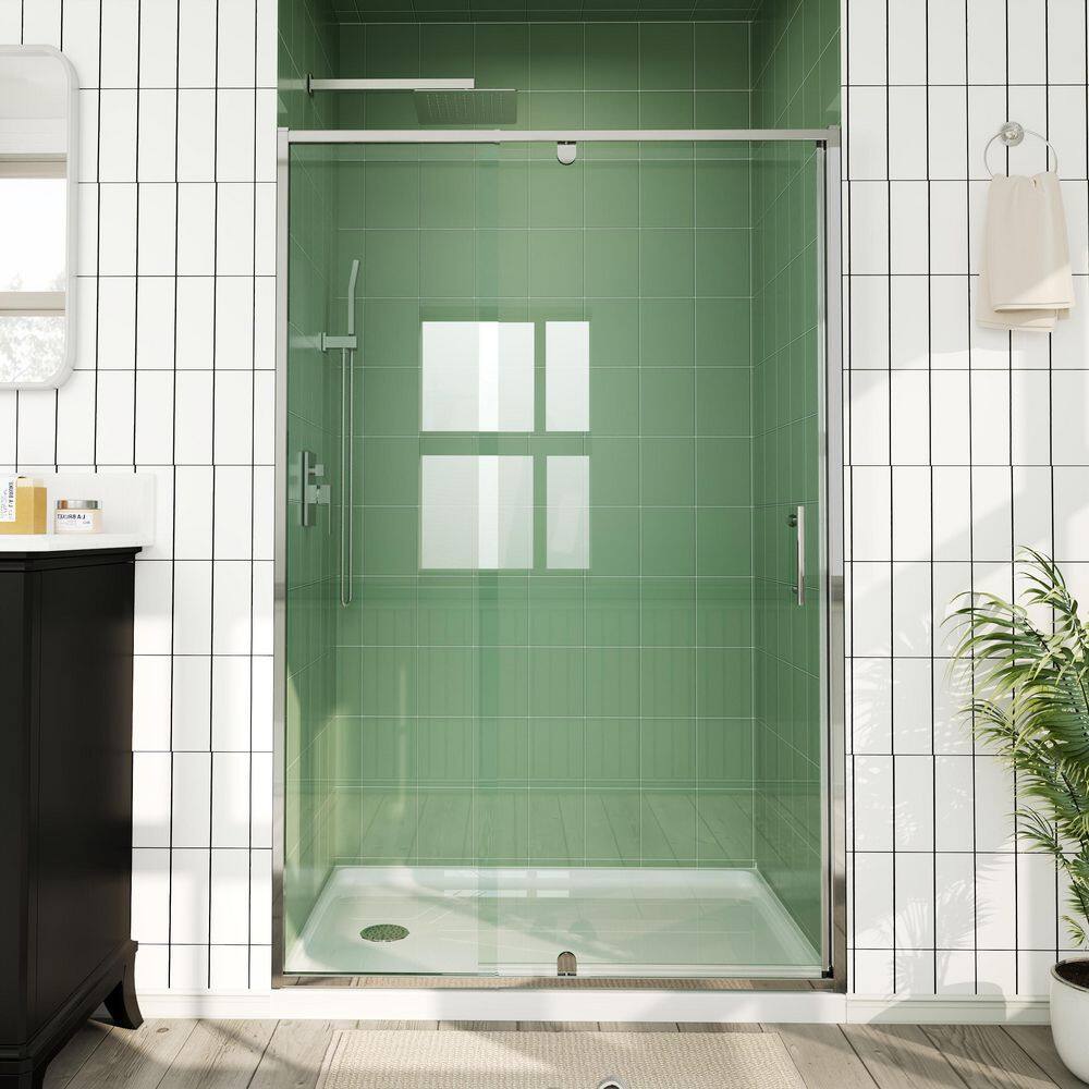 44 in. to 48 in. W x 71 in. H Framed Pivot Shower Door in Chrome with Clear Tempered Glass price history on PriceWatchPro