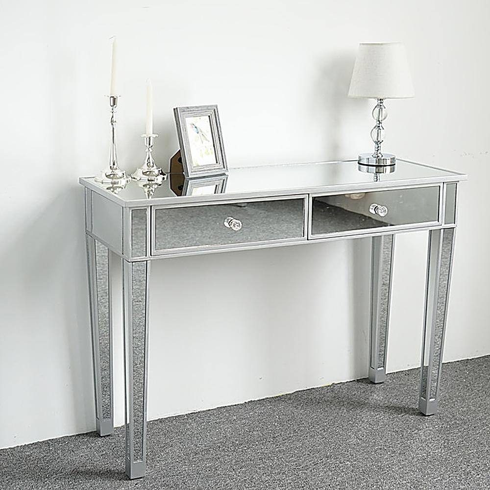 Mirrored Glass Vanity Table with 2 Drawers
