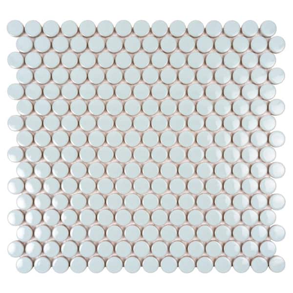 Apollo Tile Cirkel Blue 11.46 in. x 12.4 in. Glossy Porcelain Mosaic Wall and Floor Tile (9.87 sq. ft./case) (10-pack)
