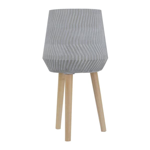 Gray Concrete Round Indoor Planter