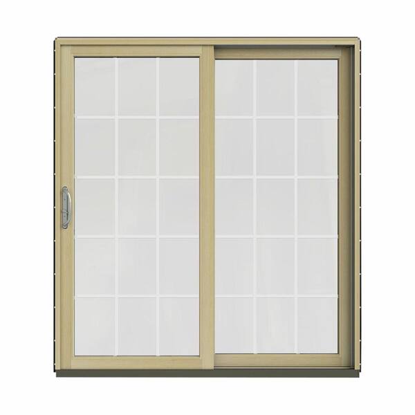 JELD-WEN 72 in. x 80 in. W-2500 Contemporary Bronze Clad Wood Right-Hand 15 Lite Sliding Patio Door w/Unfinished Interior