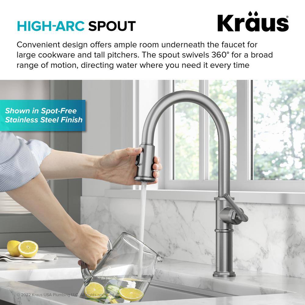 Spot-Free Stainless Steel Pull-Down Single Handle Kitchen Faucet