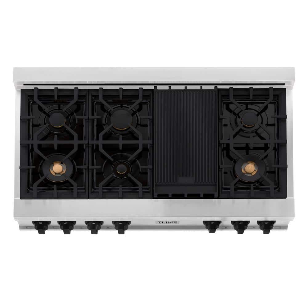 ZLINE 48" Stainless Steel Gas Cooktop with 7 Burners