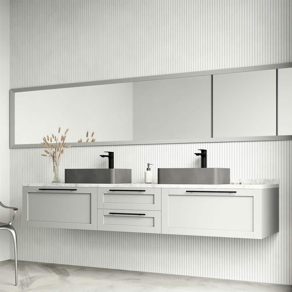 Gray Concrete Rectangular Above-Counter Vessel Sink