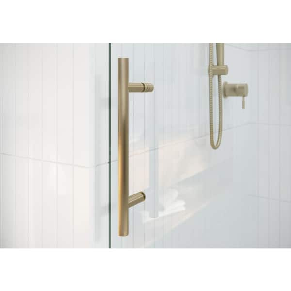 Eclipse 44 in. - 48 in. W x 78 in. H Frameless Sliding Shower Door in Brushed Bronze with Handle