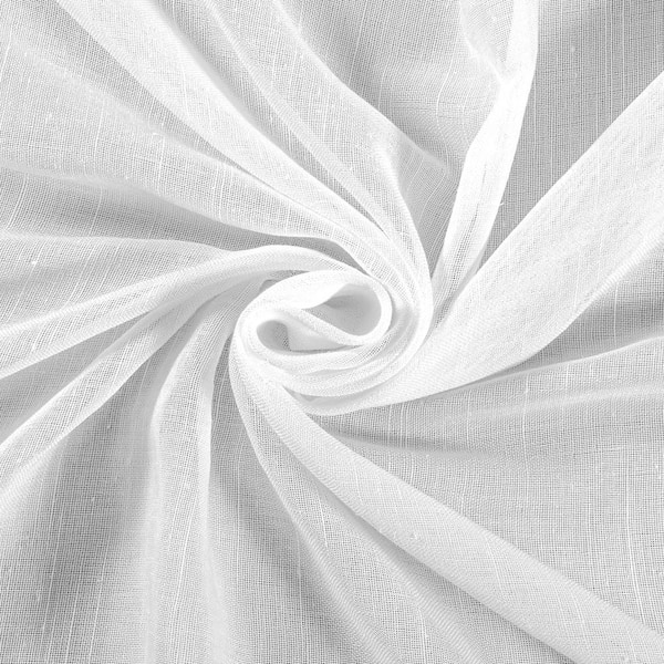 White Sheer Linen Rayon Ramie Mesh Fabric with Wrinkle Effect 2783