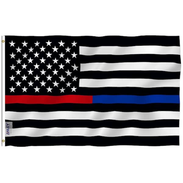 ANLEY Fly Breeze 3 ft. x 5 ft. Polyester Thin Blue and Red Line USA Flag 2-Side Banner with Brass Grommet and Canvas Header
