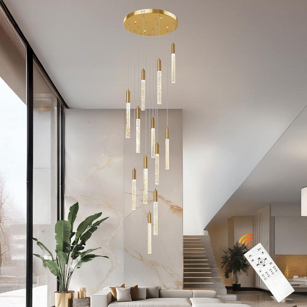 Magic Home 12-Light 20-in Gold LED Flush Mount Light with K9