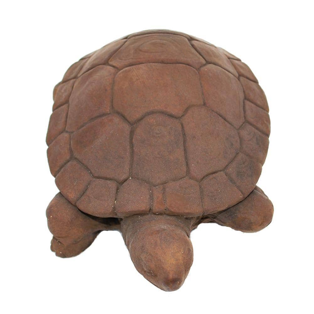 Cast Stone Water Turtle Garden Statue Dark Walnut