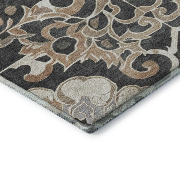Mayfield Premium Machine Washable Abstract AMF1947 Charcoal 2 ft. x 3 ft. Accent Rug