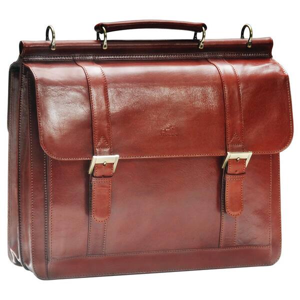 MANCINI Luxurious Italian Brown Leather Briefcase for 16.5 in. Laptop