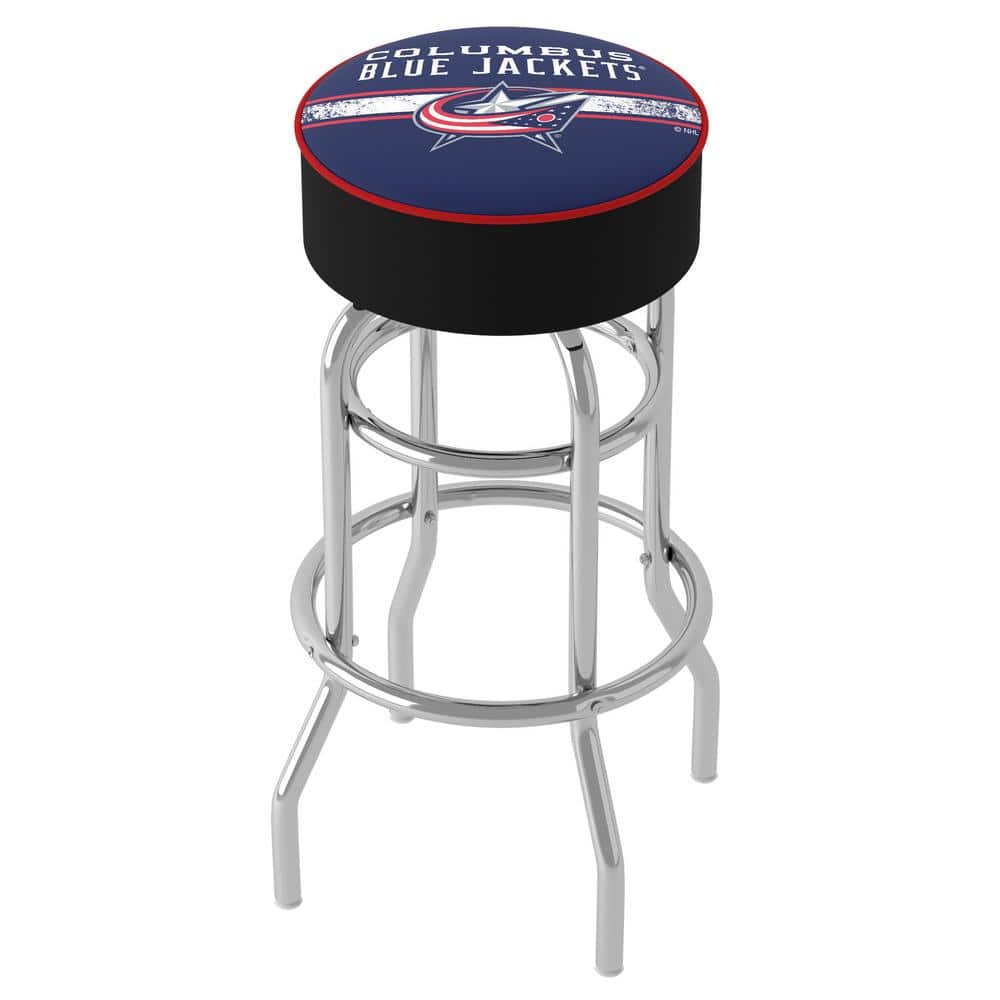 Columbus Blue Jackets Logo 31 in. Red Backless Metal Bar Stool with Vinyl S
