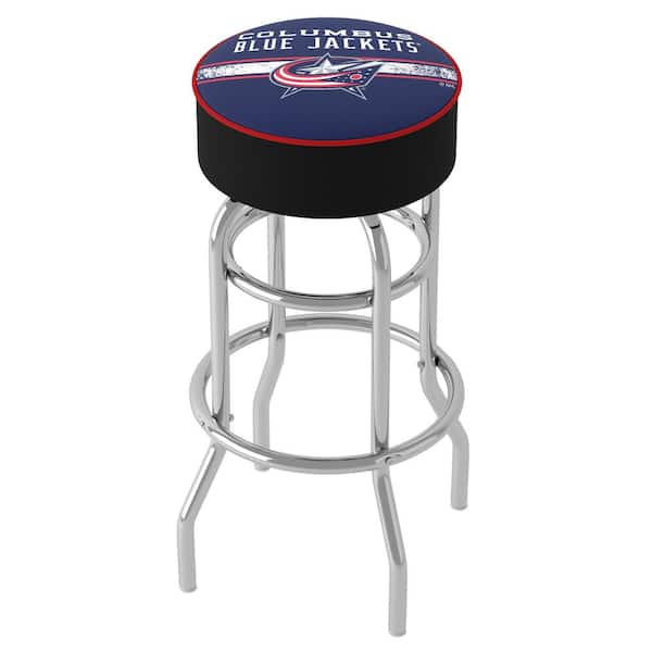Unbranded Columbus Blue Jackets Logo 31 in. Red Backless Metal Bar Stool with Vinyl Seat