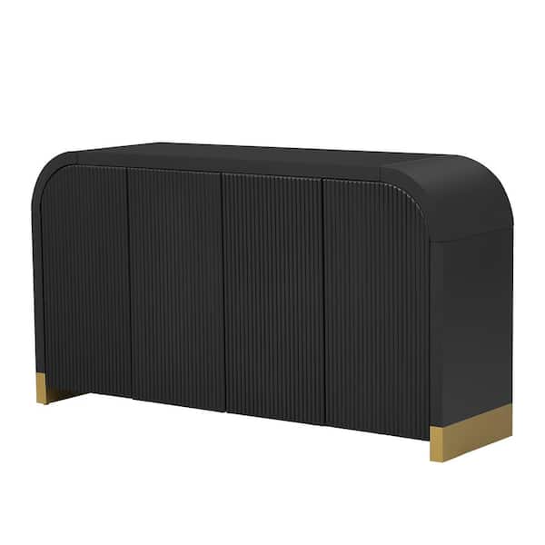 Unbranded Black 32.9 in. H Storage Cabinet with Adjustable Shelves for Study, Living Room, and Entrance