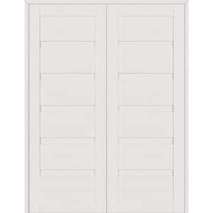 Louver 60 in. x 95.25 in. Both Active Bianco Noble Wood Composite Double Prehung Interior Door