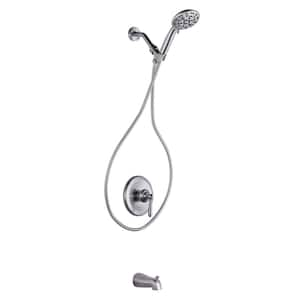 2 in 1 Single Handle 7-Spray Shower Faucet 1.8 GPM with Pressure Balance in Brushed Nickel (Valve Included)