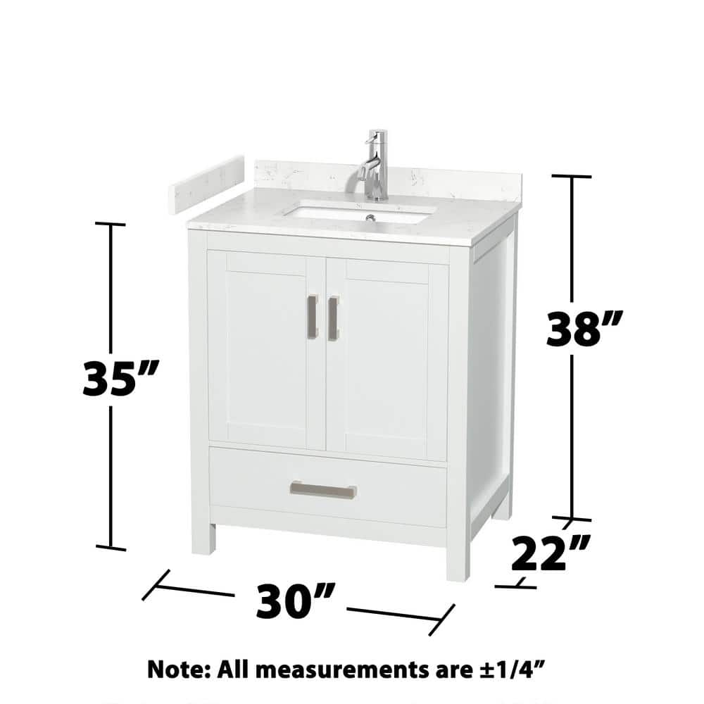 Sheffield 30" White Marble Single Bathroom Vanity