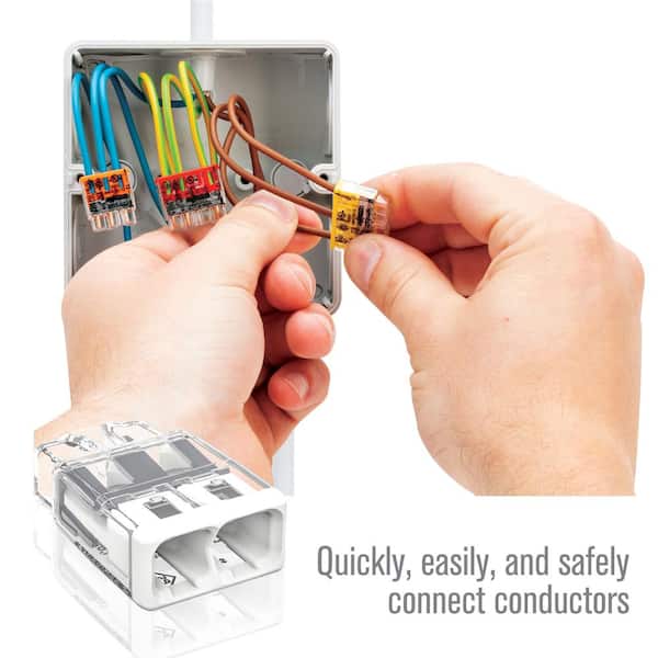 2773 Series 2-Port Push-in Wire Connector for Junction Boxes, Electrical Connector with White Cover, (100-Pack)
