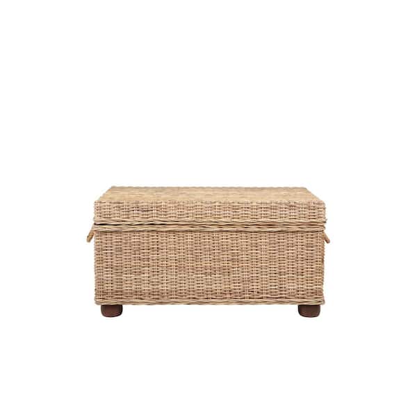 Crawford & Burke Bauer Kubu Natural Tan Rattan Storage Trunk 21 in.