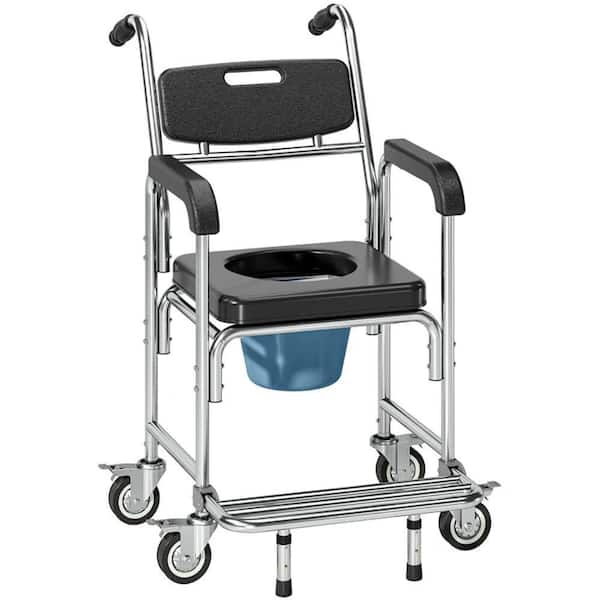 21.25 in.Shower chair, wheelchair, transportation chair, medical roll chair, toilet seat, black